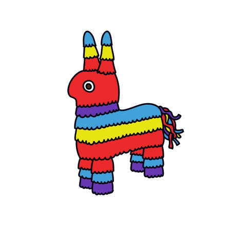 mexican donkey pinata toy doodle iocn, vector illustrationのイラスト素材