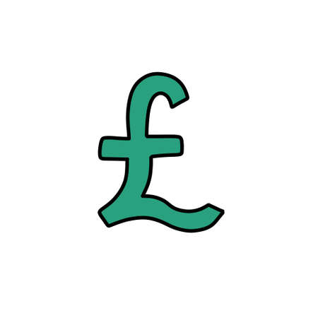 pound sterling symbol doodle icon, vector illustrationのイラスト素材