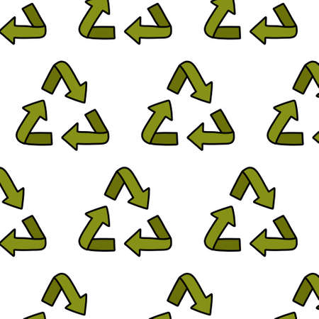 recycling symbol seamless doodle icon sticker, vector illustrationのイラスト素材