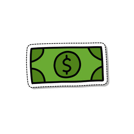 dollar bill doodle icon, vector illustrationのイラスト素材