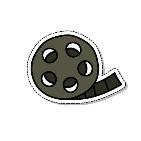 film reel doodle icon, vector illustrationのイラスト素材