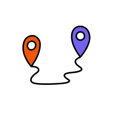 map pointer doodle icon, vector illustrationのイラスト素材