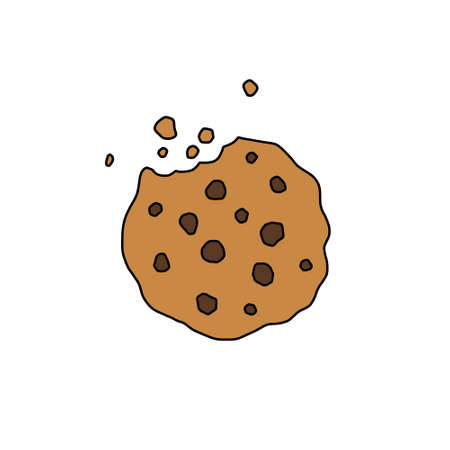 chocolate chip cookies doodle icon, vector color illustrationのイラスト素材