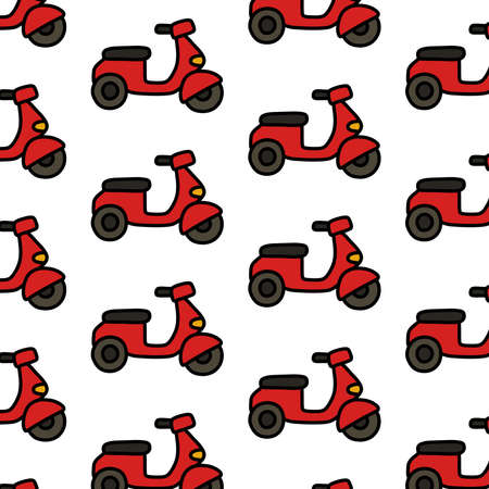 motorcycle seamless doodle pattern, vector illustrationのイラスト素材