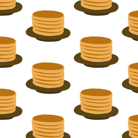 stack of pancakes seamless doodle pattern, vector illustrationのイラスト素材