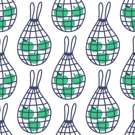 net bag seamless doodle pattern, vector illustrationのイラスト素材