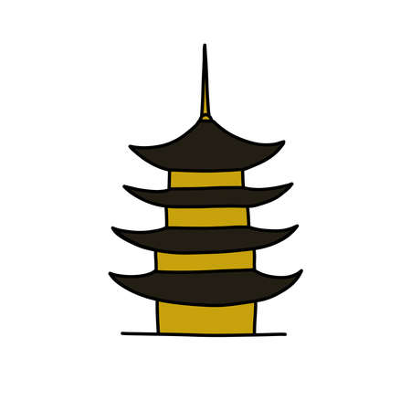 Chinese building doodle icon, vector illustrationのイラスト素材