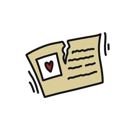 torn love card doodle icon, vector illustrationのイラスト素材
