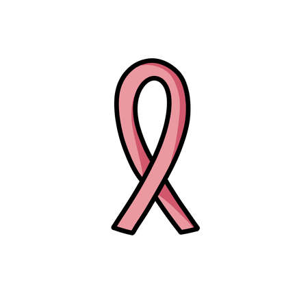 breast cancer awareness ribbon doodle icon, vector illustrationのイラスト素材