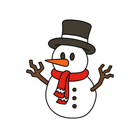 snowman doodle icon, vector illustrationのイラスト素材