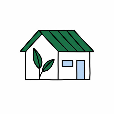sustainable building doodle icon, vector illustrationのイラスト素材