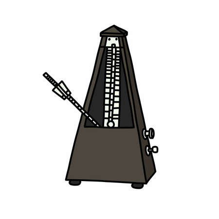 musical metronome doodle icon, vector illustrationのイラスト素材