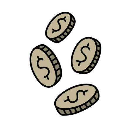 coins doodle icon, vector illustrationのイラスト素材