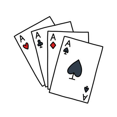 playing cards doodle icon, vector illustrationのイラスト素材