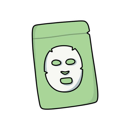 sheet face mask doodle icon, vector illustrationのイラスト素材