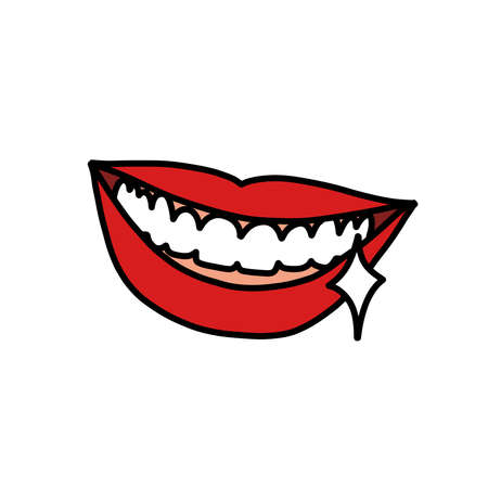 teeth whitening doodle icon, vector illustrationのイラスト素材