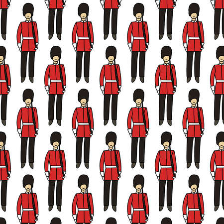 england royal guard seamless doodle pattern, vector illustrationのイラスト素材