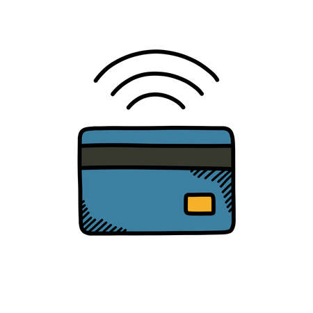 contact less payment doodle icon, vector illustrationのイラスト素材