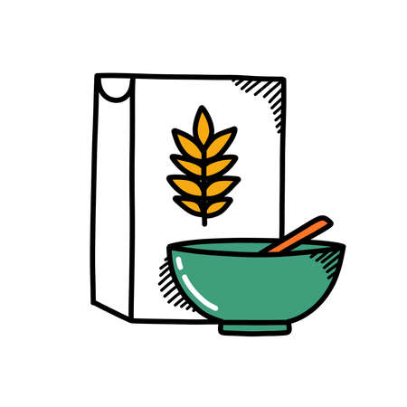 cereal doodle icon, vector illustrationのイラスト素材