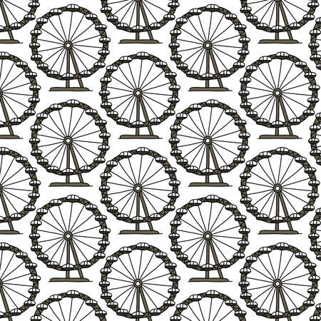 ferris wheel doodle pattern, vector illustrationの写真素材