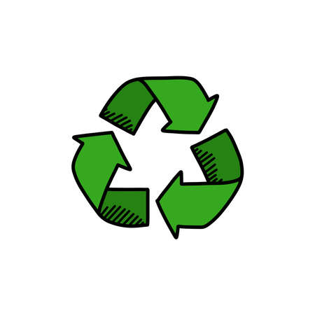 recycle symbol doodle icon, vector illustrationのイラスト素材