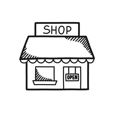 shop doodle icon, vector illustrationのイラスト素材