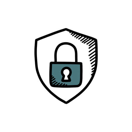 security doodle icon, vector illustrationのイラスト素材