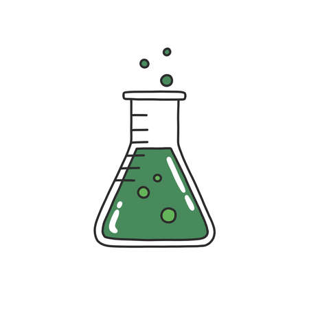 Erlenmeyer flask doodle icon, vector illustrationのイラスト素材