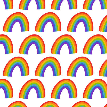 rainbow seamless doodle pattern, vector illustrationのイラスト素材