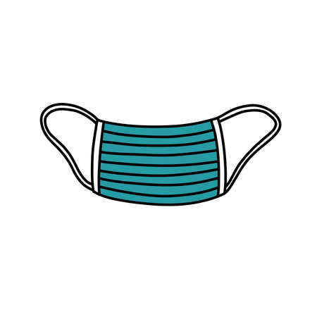 medical face mask doodle icon, vector illustrationのイラスト素材