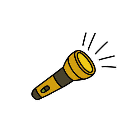 flashlight doodle icon, vector illustrationのイラスト素材
