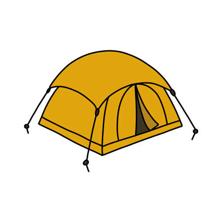 tent doodle icon, vector illustrationのイラスト素材