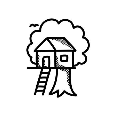 tree house doodle icon, vector illustrationのイラスト素材