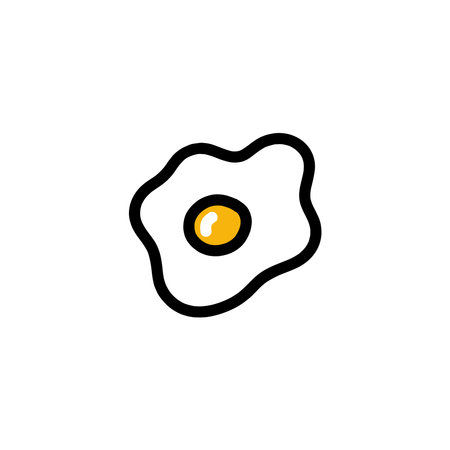 fried egg doodle icon, vector illustration