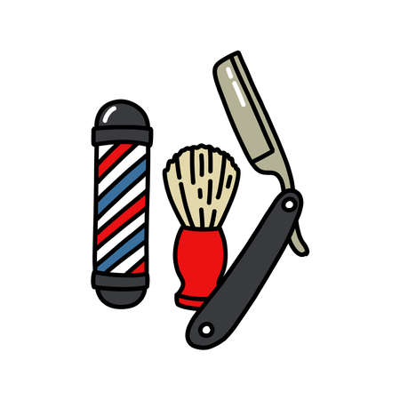 barbershop doodle icon, vector illustrationのイラスト素材
