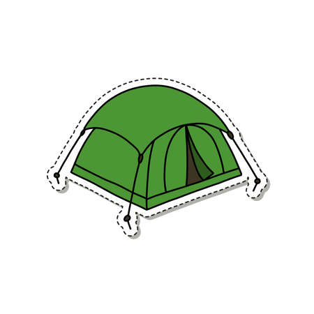 tent doodle sticker icon, vector illustrationのイラスト素材