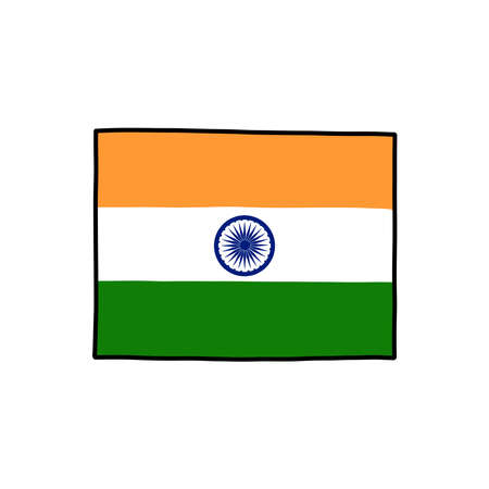 flag of India doodle icon, vector illustrationのイラスト素材