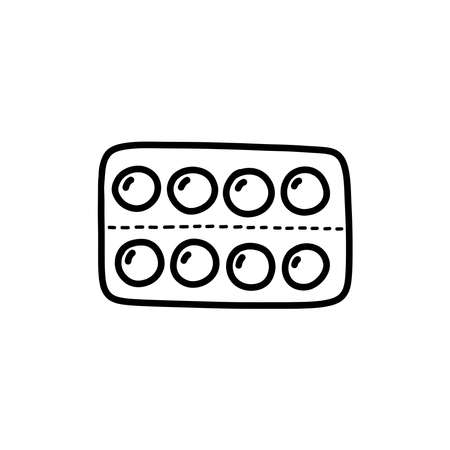 pills blister doodle icon, vector illustrationのイラスト素材