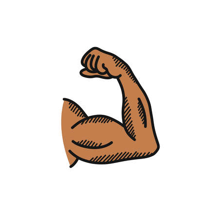 biceps doodle icon, hand drawn vector illustrationのイラスト素材