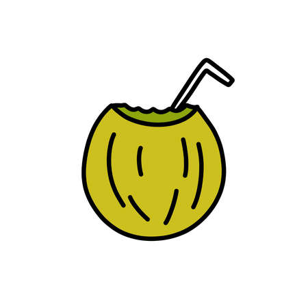 melon with wine doodle icon, chilean traditional summer drink, vector illustrationのイラスト素材