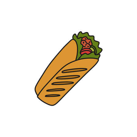 shawarma doodle icon, vector illustrationのイラスト素材
