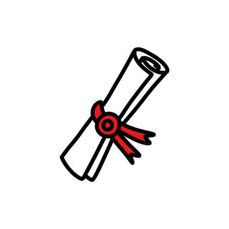 diploma doodle icon, vector illustrationのイラスト素材