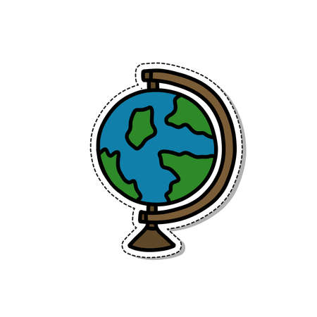 globe doodle sticker icon, vector illustrationのイラスト素材
