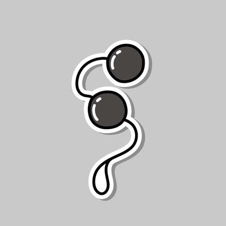 anal beads sex toy doodle sticker icon, vector illustrationのイラスト素材
