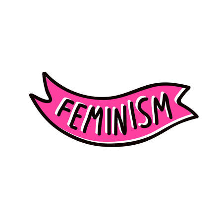 feminism banner doodle icon, vector illustrationのイラスト素材