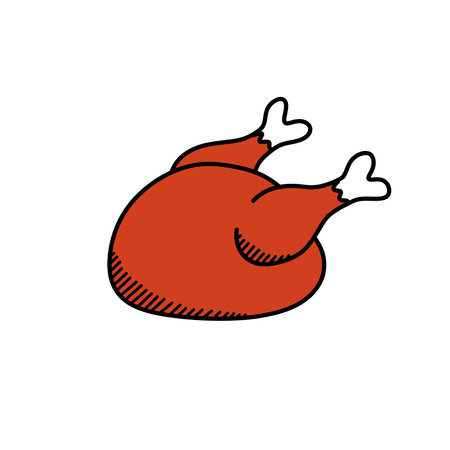 chicken doodle icon, vector illustrationのイラスト素材