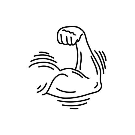 strong arm doodle icon, vector illustrationのイラスト素材