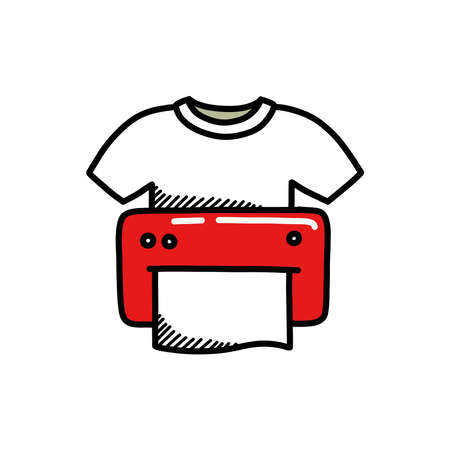 direct to garment printing doodle icon, vector illustration
