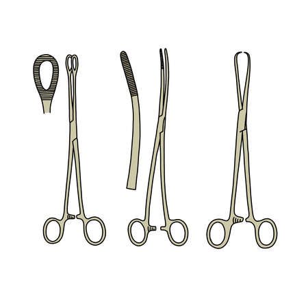 medical forceps doodle icon, vector illustrationのイラスト素材