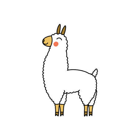 lama doodle icon, vector illustrationのイラスト素材
